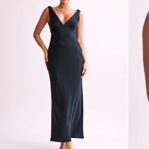 Black V Neck Open Back Maxi Dress